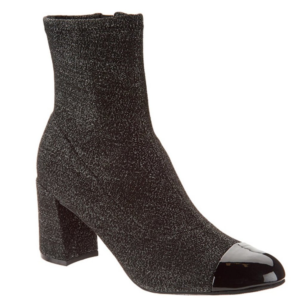 ISAAC MIZRAHI Metallic Stretch BOOTIES w/ Patent Leather Toe SZ 10M Formal NEW